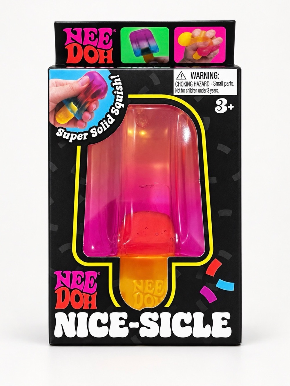 NeeDoh Nice-Sicle Super Solid Squishy Toy - Pink, Orange, Yellow